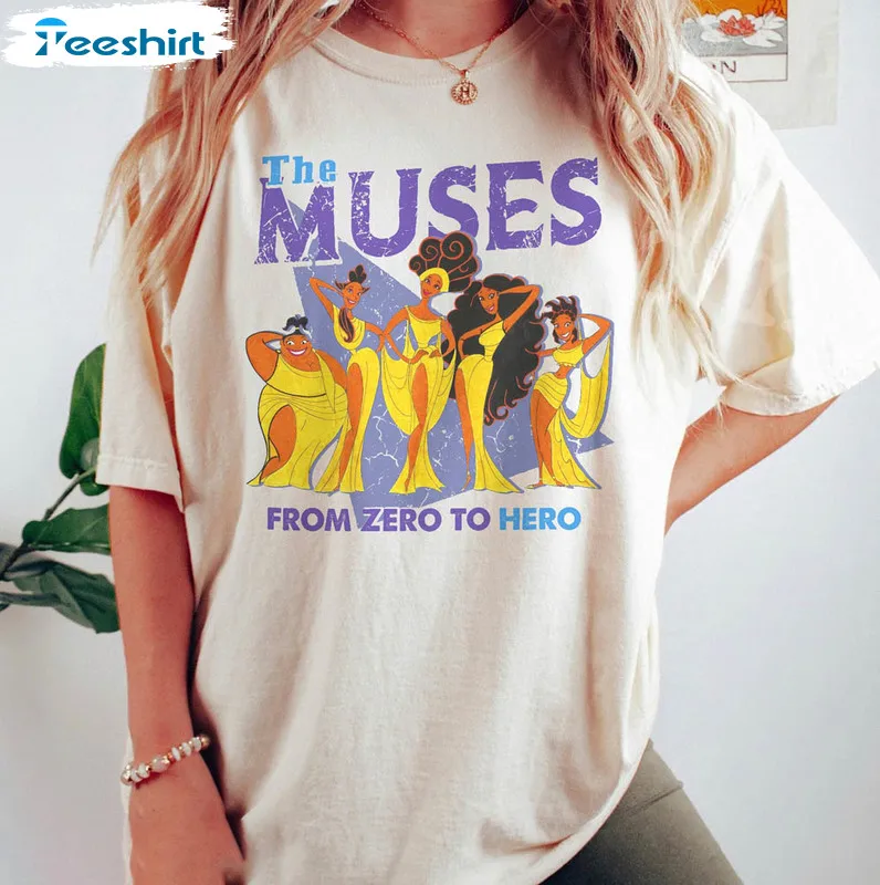 Camisa colorida cómoda de Disney Hercules Muse vintage de los años 90. Camisa Disney Hercules 1997 para todas las estaciones, hombre y mujer