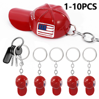 1-10Pcs Trump Red Hat Pendant Keychain American Flag Hat Make America Great Again Metal Key Chain for Men Women Key Ring Jewelry