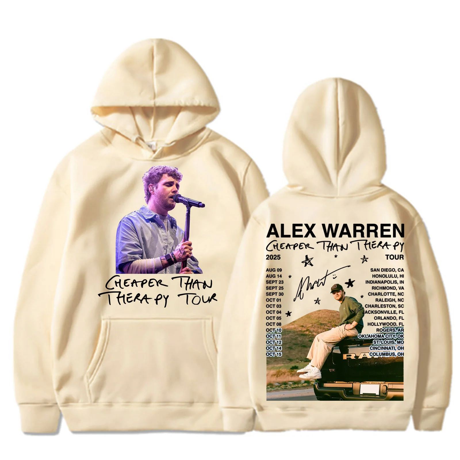 Толстовка с капюшоном Alex Warren North America Tour 2025 Harajuku, пуловер, топы для мужчин и женщин, свитшот, подарок для фанатов