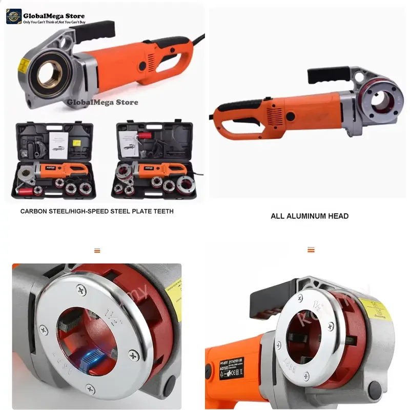 GlobalMega Store 2000W/2300W handheld electric pipe threader, galvanized iron pipe threader, industrial portable