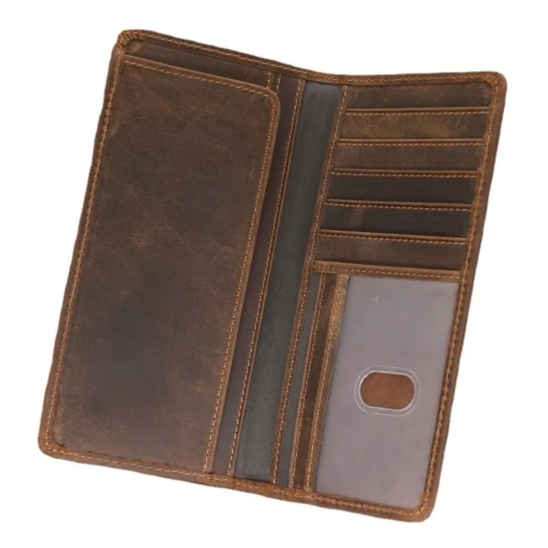 

Wallet Men's New Crazy Horse Leather Long Wallet Top Layer Cowhide Leather Retro Card Bag