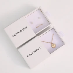 6x6x3.5cm White Jewelry Paper Box, Personalized Drawer Package Box Bracelet Earrings sliding jewelry box With Logo