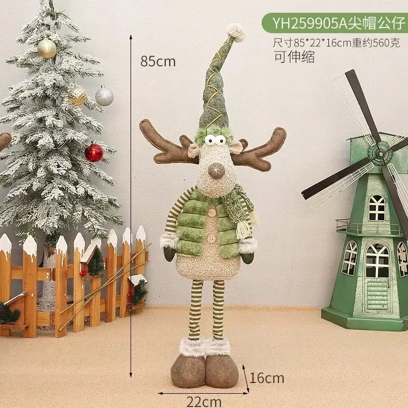 New Telescopic Leg Reindeer Gnome Figurine – Christmas Tree & Window Display Decoration, Festive Gift Ornament