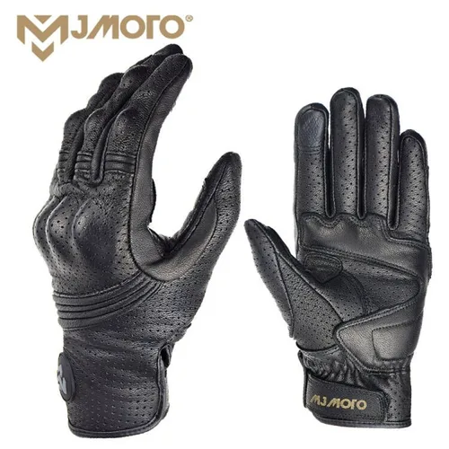 Guantes Retro de cuero genuino para motocicleta para hombre, Guantes transpirables de verano para Motocross, accesorios para equipos de Moto, Guantes
