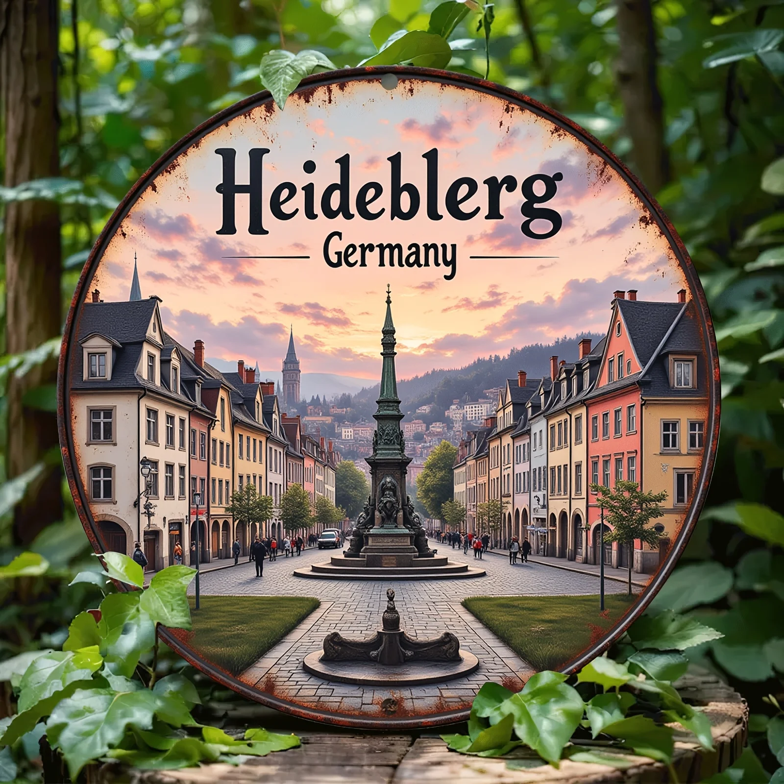 CIFBUY Vintage Heidelberg Germany Town Landscape Aluminum Metal Wall Art,Waterproof Durable Sign,Decor for Home Office Living