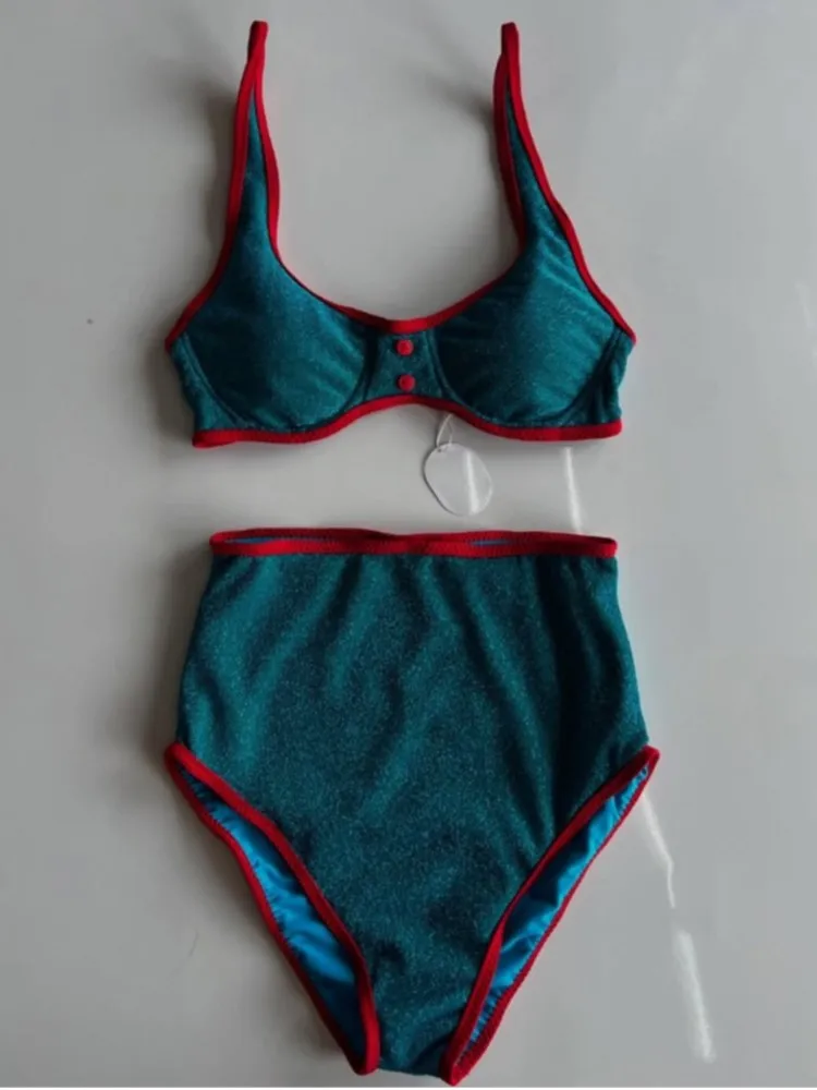Nova cintura alta sexy maiô feminino verão conjunto de biquíni manga longa banho feminino praia terno de natação para o sexo feminino