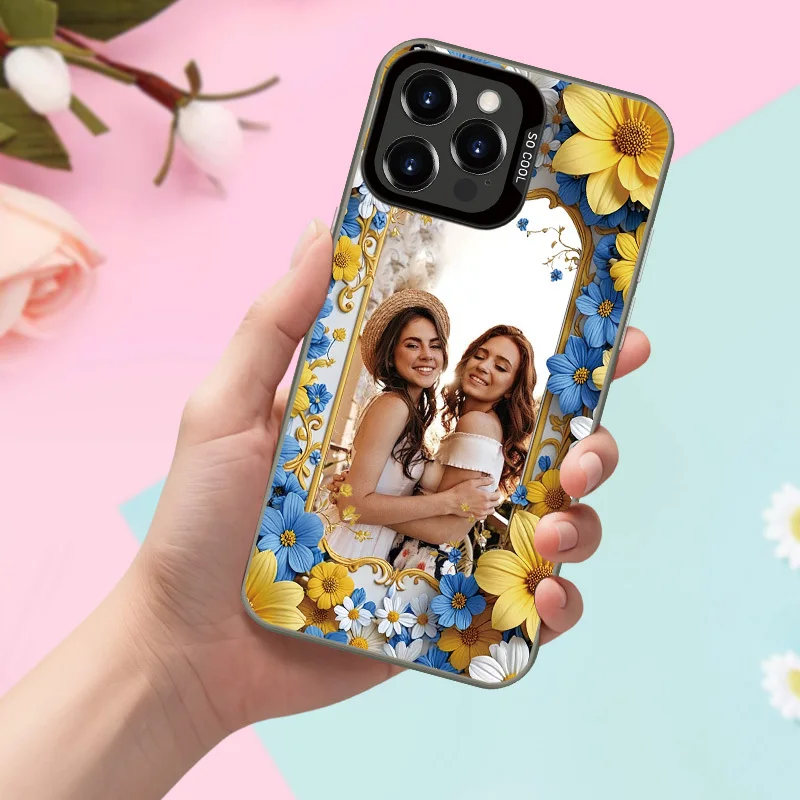 لتقوم بها بنفسك إطار الأزهار صور مخصصة آيفون 17 16 16E 15 14 13 12 11 برو ماكس الهواء ميني SE 2020 2022 XS XR 7 8 Plus الغطاء الخلفي