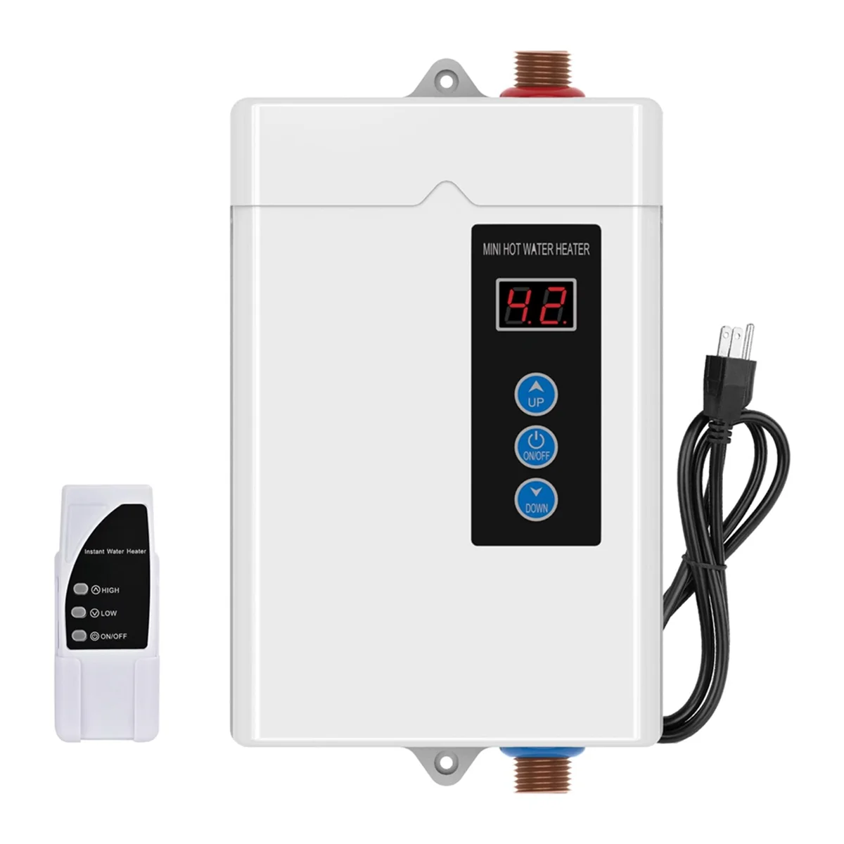 US Plug,3000W Water Heater Electric,Instant Hot Water Heater with Remote Control, LCD Touch Screen Water Heat-A