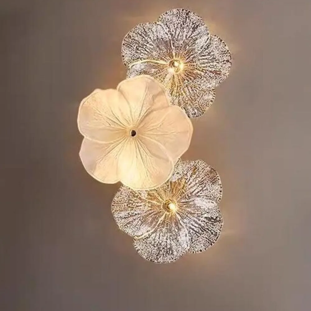 

French Luxury Living Room Wall Light Bedside Lamp Television Background Wall Decorative Light Bedroom Creative Crystal Glasslamp