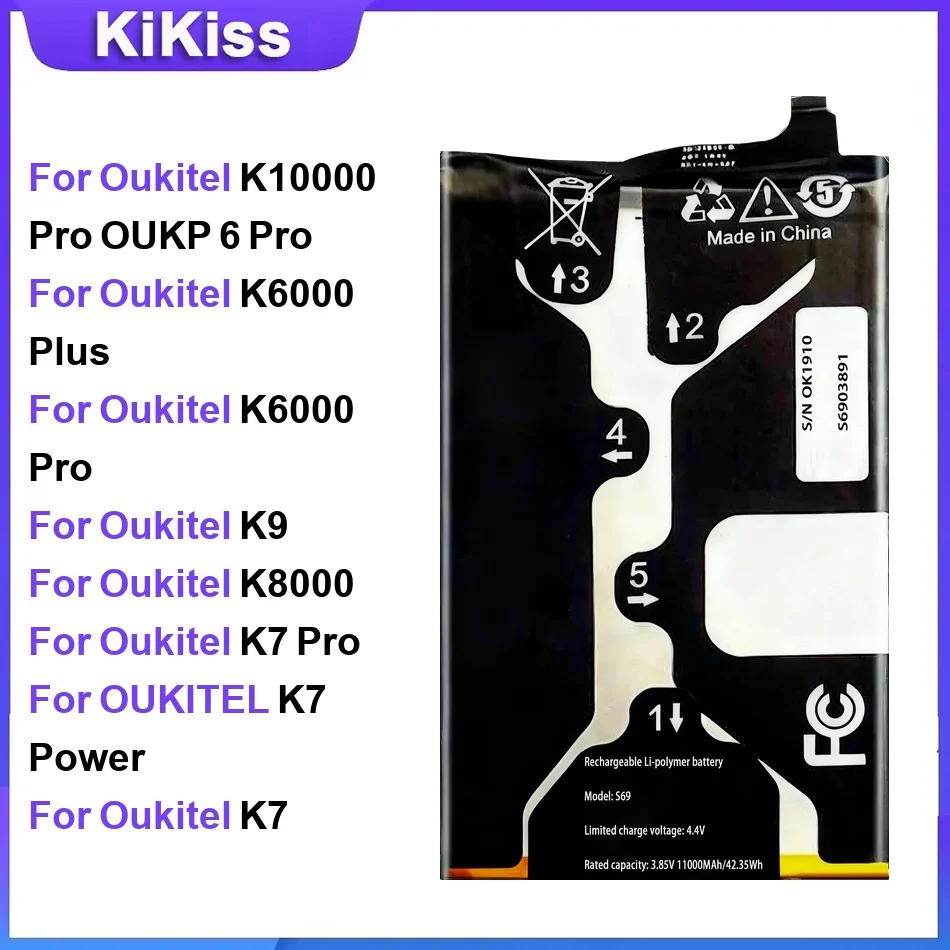 Batería para Oukitel K10000 Pro K6000 Plus/Pro K9 K8000 K7/Pro/Power K6 K4000 Plus K3 K15 Plus K13 pro K10000 Pro/Max K10 K3 Plus