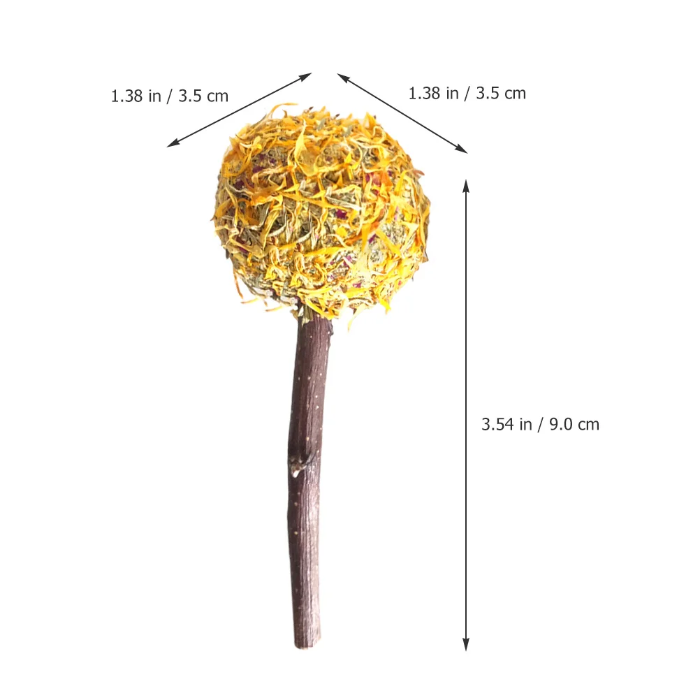 

12Pcs Bunny Rabbit Chewing Sticks Guinea Pig Hamster Molars Natural Pet Teething Flower Ball Lollipop Hamster Chewing Sticks