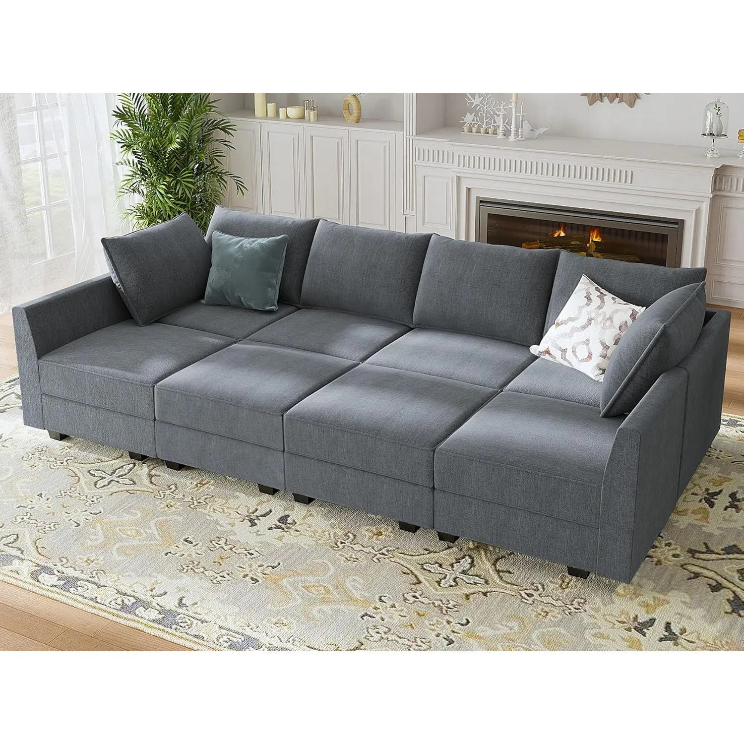 Modular Sectional Sleeper Sofa Reversible Modular Sectional Sofa Sleeper Modular Couch with Storage Seats,8 seat of