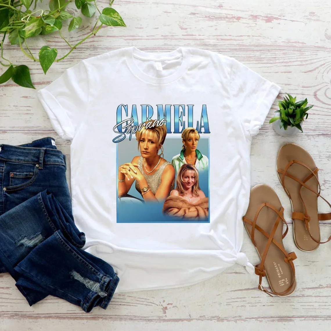 Carmela Soprano Homage T-Shirt Tv Show Inspired T-shirt Women's Short Sleeve Graphic T Shirts Aesthetic Clothes Women Clothing