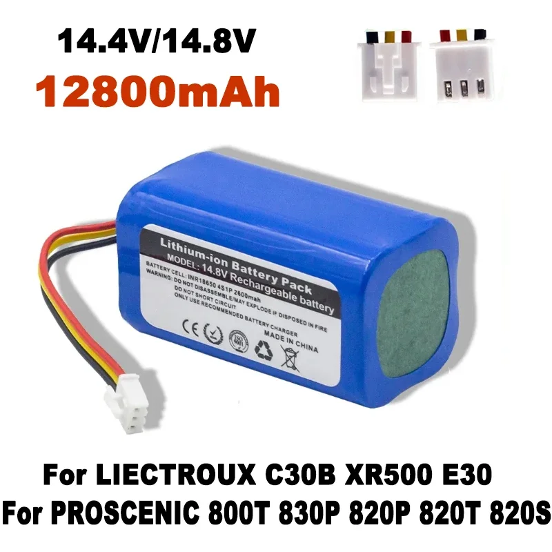 14.4V/14.8V 12.8Ah 18650 li-ion battery For LIECTROUX C30B XR500 E30 For PROSCENIC 800T 830P 820P 820T 820S Robot Vacuum Cleaner