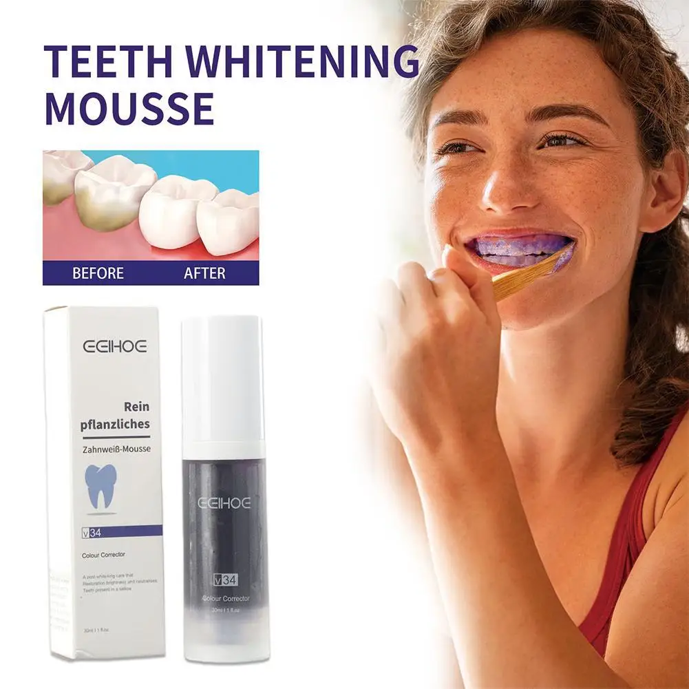 EELHOE V34 2023 New Purple Toothpaste Whitening Cleaning Toothpaste Effective Remove Yellow Stains Oral Professional Dental Care