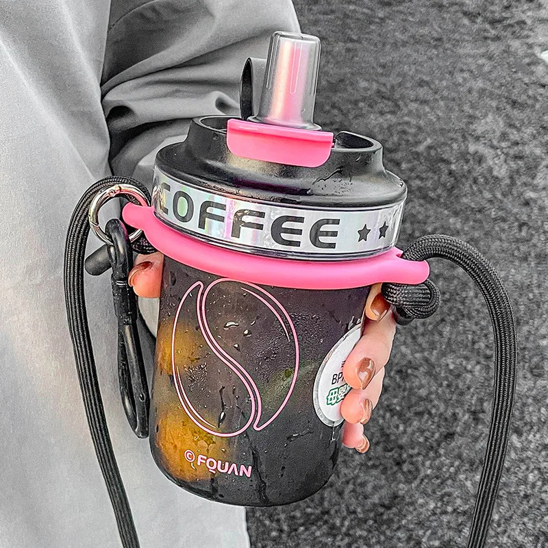 

580Ml Office Personalized Water Cup with Straw Water Cup Ladies Exquisite Coffee Cup Summer Outdoor Sport Water Bottle