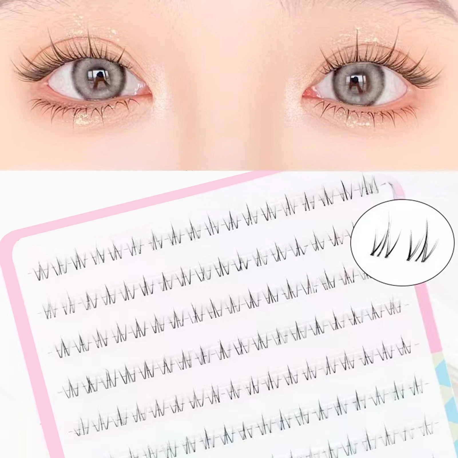Naturalne sztuczne rzęsy dolne, przezroczysta taśma, kępki, dramatyczna objętość, dolne rzęsy dla kobiet, do codziennego makijażu.