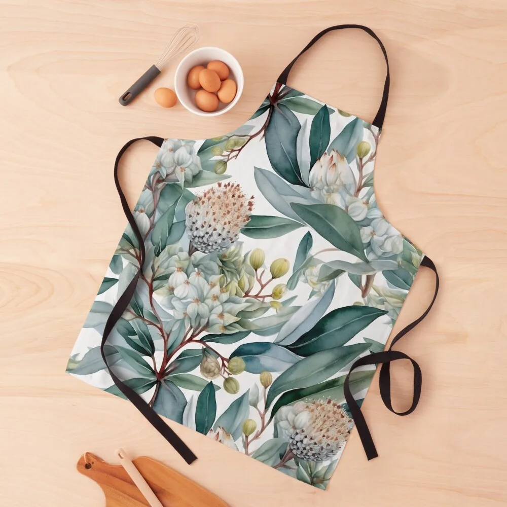 

Blooming Eucalyptus pattern 2 Apron Kitchen Supplies chef costume Women's Kitchen Hairdressing Apron