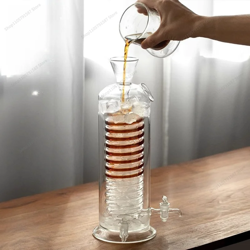For Tea Coffee Extreme Speed Cooling Pot Ice Drop Cold Brew Coffee Pot Borosilicate Glass Ice Brew Drip Filter Cooling Appliance