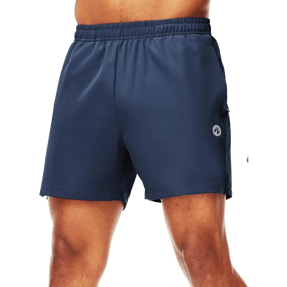 

Mens Athletic Running Shorts With Zipper Pockets Elastic Waist Quick Dry Linerless Gym Workout Shorts