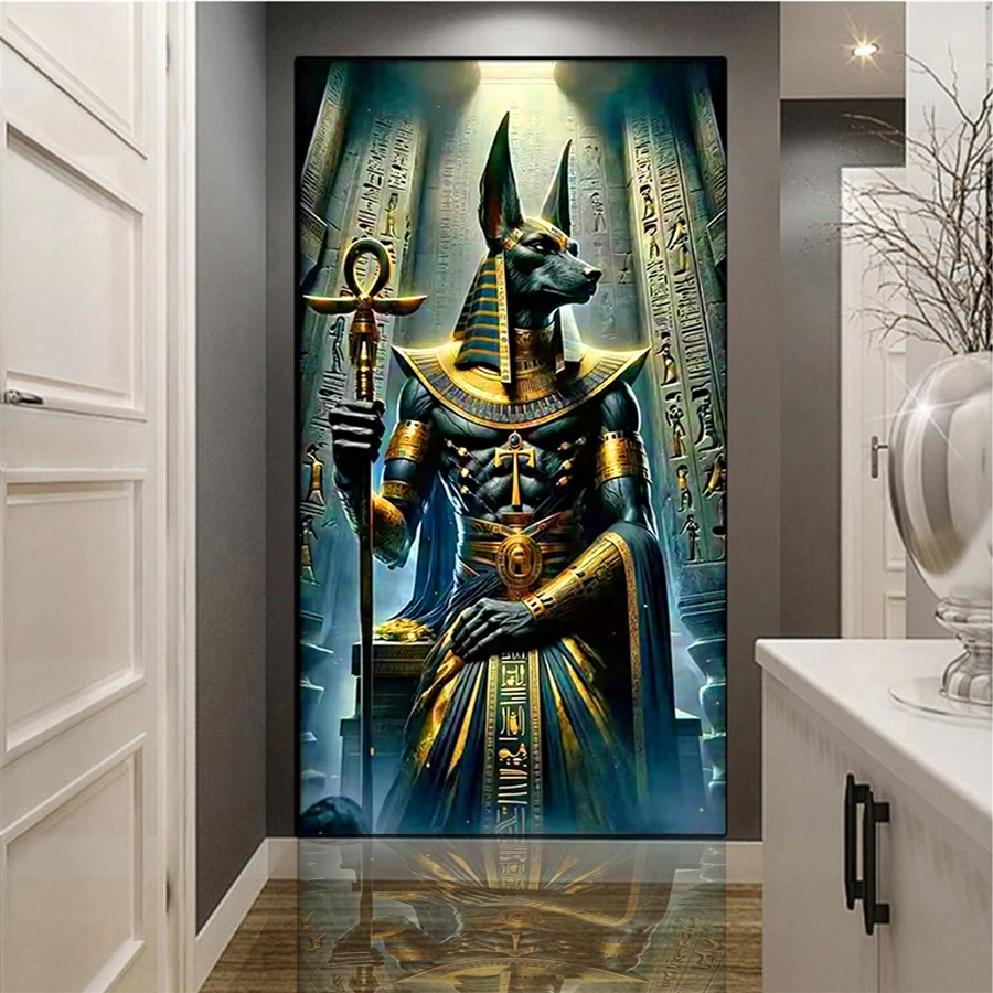 Large Art Ancient Egypt Diamond Painting Retro Pharaoh Full Diamond Mosaic Embroidery Portrait Diy Anubis Art big Home Decor art