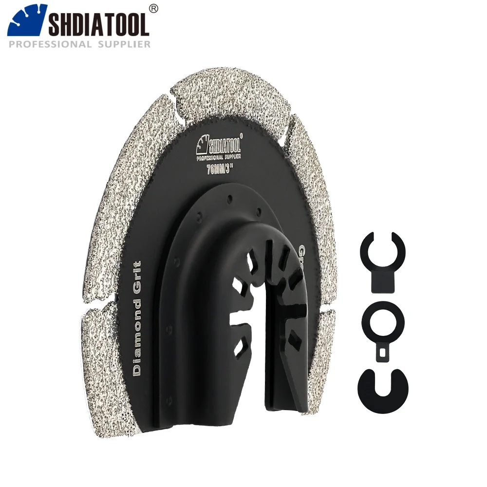 SHDIATOOL Diamond Oscillating Saw Blade 76mm Half Circle Universal Multi Tool For Mortar Cement Ceramic Tile Marble with Adapter