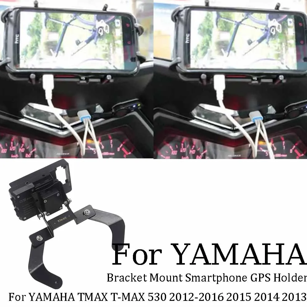 Suporte GPS para smartphone para YAMAHA, suporte para pára-brisas, TMAX 530, T-MAX 530, 2012-2016