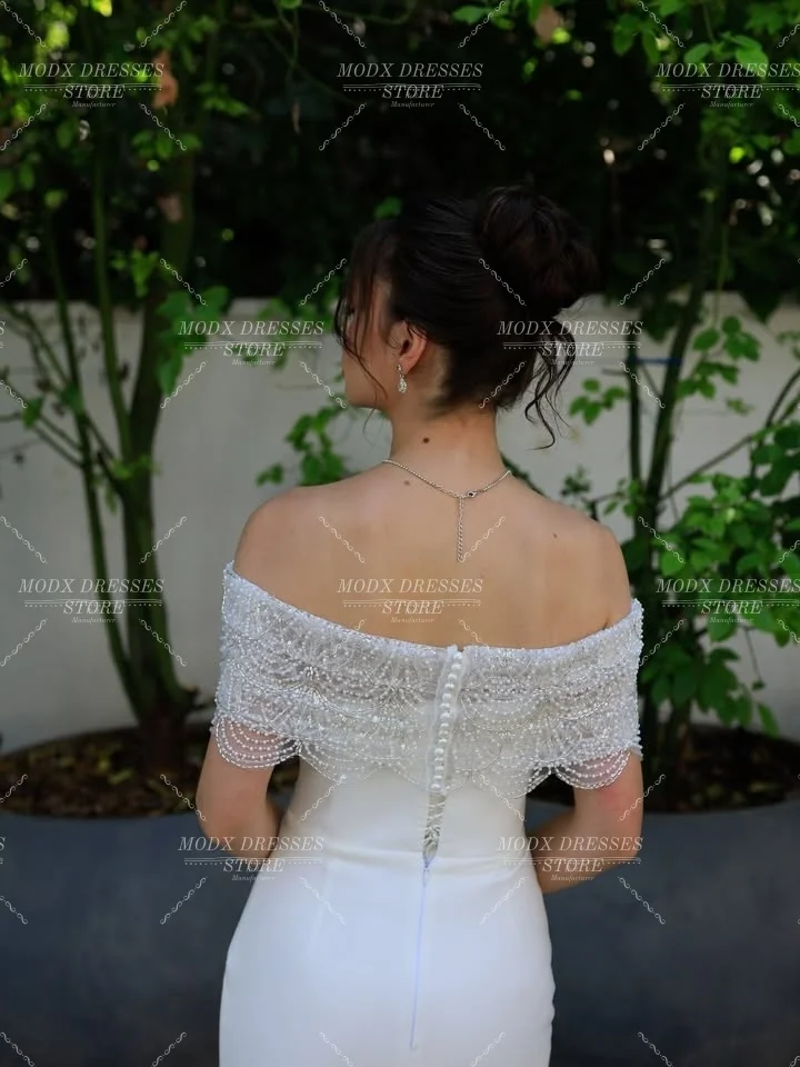 MODX 2026 فساتين زفاف أنيقة من الدانتيل مكشوفة الأكتاف فستان زفاف غمد لالتقاط الصور Vestidos Novias Boda للنساء حسب الطلب