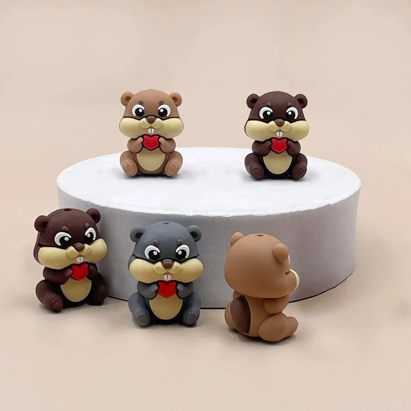 3 قطعة موضوع البؤري السيليكون ثلاثية الأبعاد السنجاب فاصل شخصية الخرز لصنع المجوهرات لتقوم بها بنفسك الإبداعية خاصة مطرز أقلام الديكورات المفاتيح #2