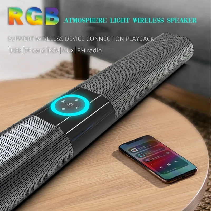 

Home Theater Soundbar for TV with Subwoofer Wireless Bluetooth Speaker Echo Wall FM Radio RGB Light Party Audio Center Soundbox