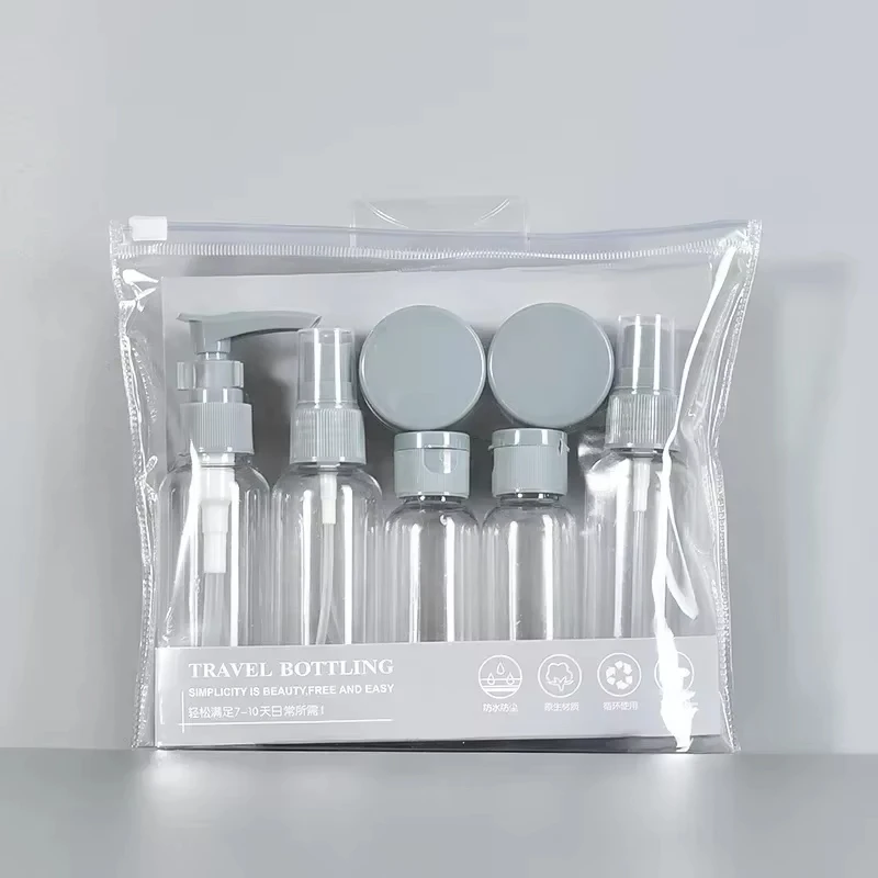 Juego de embotellado de viaje, botella pulverizadora, lata pulverizadora, cosméticos, botella pulverizadora de viaje, botella tipo prensa, loción en aerosol recargable