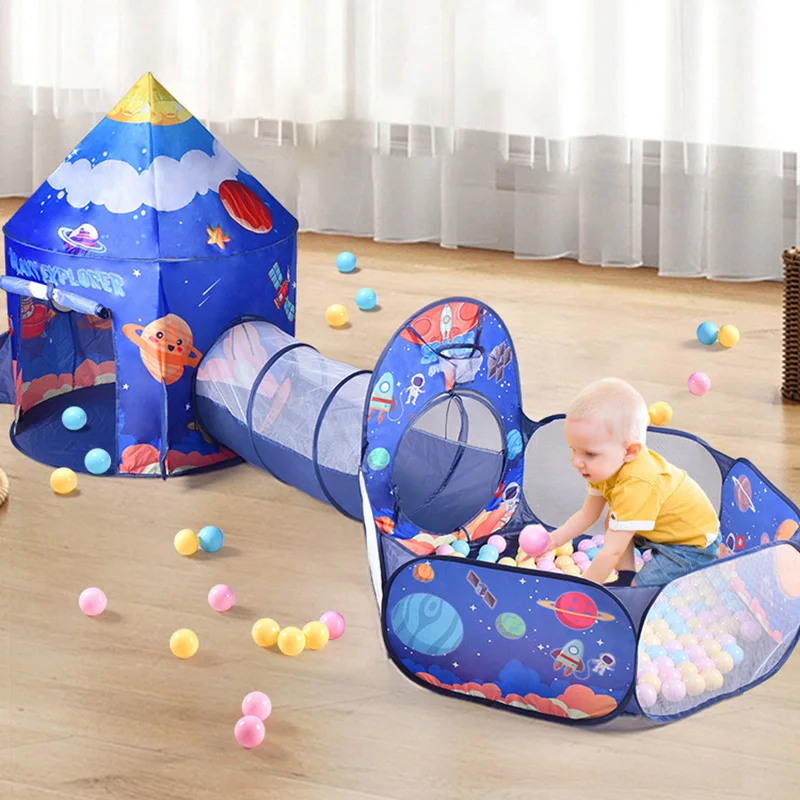 3 in 1 Portable Children's Tent Toys Folding Crawling Tunnel Indoor and Outdoor Play House Beach Tent Ocean Ball Pool Tents