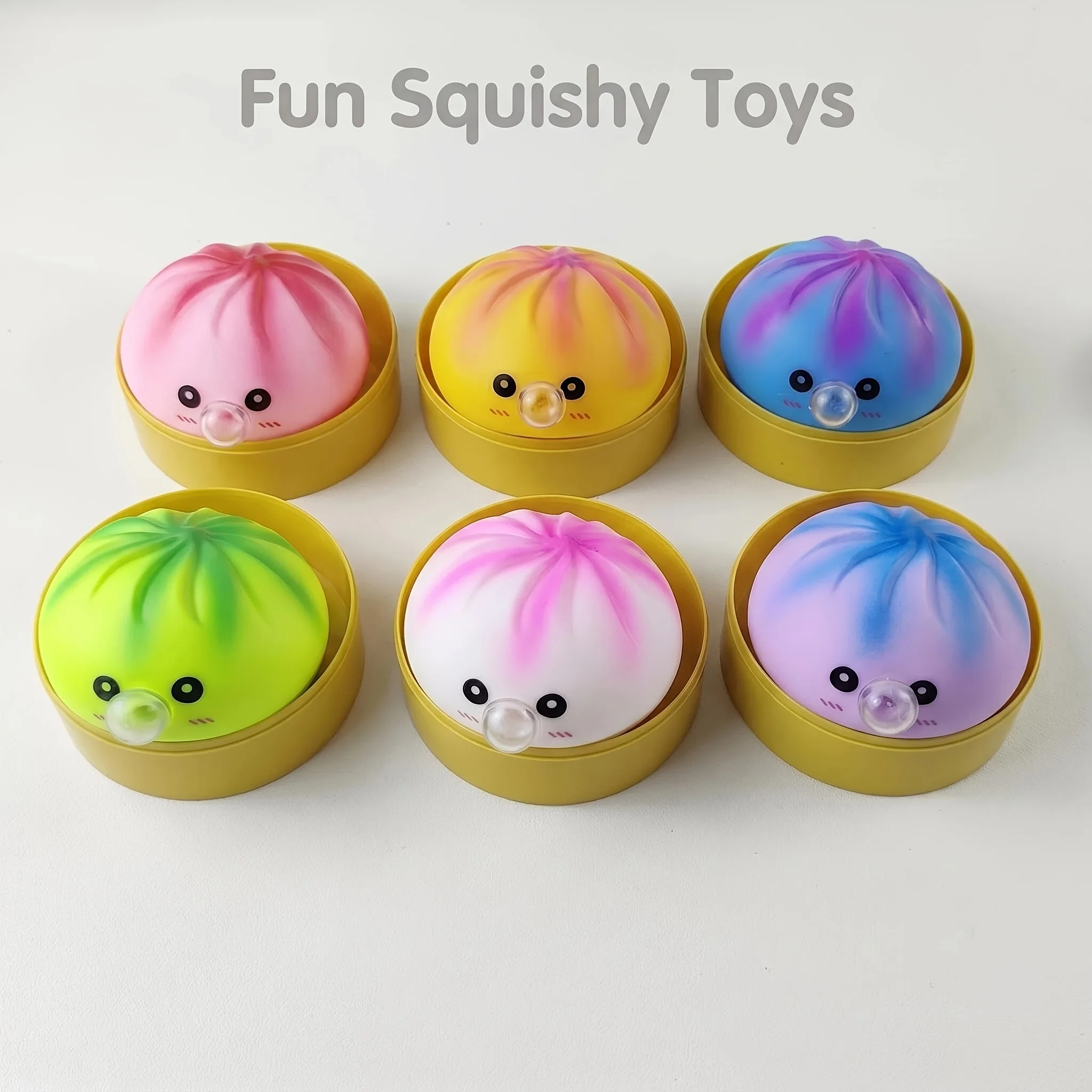

Slow Rebound T Bubble Bun Set Soft Blind Box Gradient Macaron Color Simulated Steamed Stuffed Bun Shape Stress Relief Toy Random Color Delivery