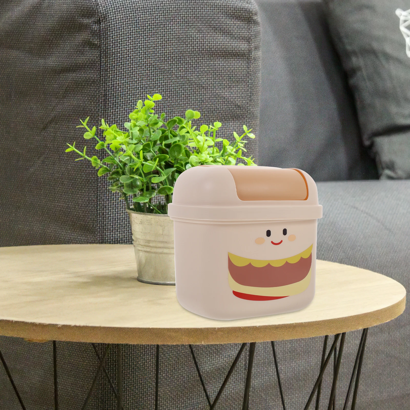 

Super Cute Flip Trash Can Office Garbage Small Pp Cartoon Shape Countertop Cans
