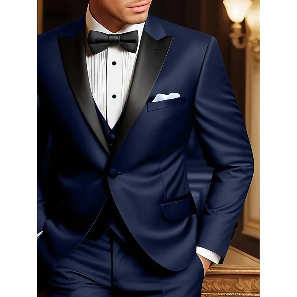 

Luxury One Button Men's Suits Blazer Slim Fit Peak Lapel Elegant 3 Piece Jacket Pants Vest Male Clothing Wedding Clothing 2025