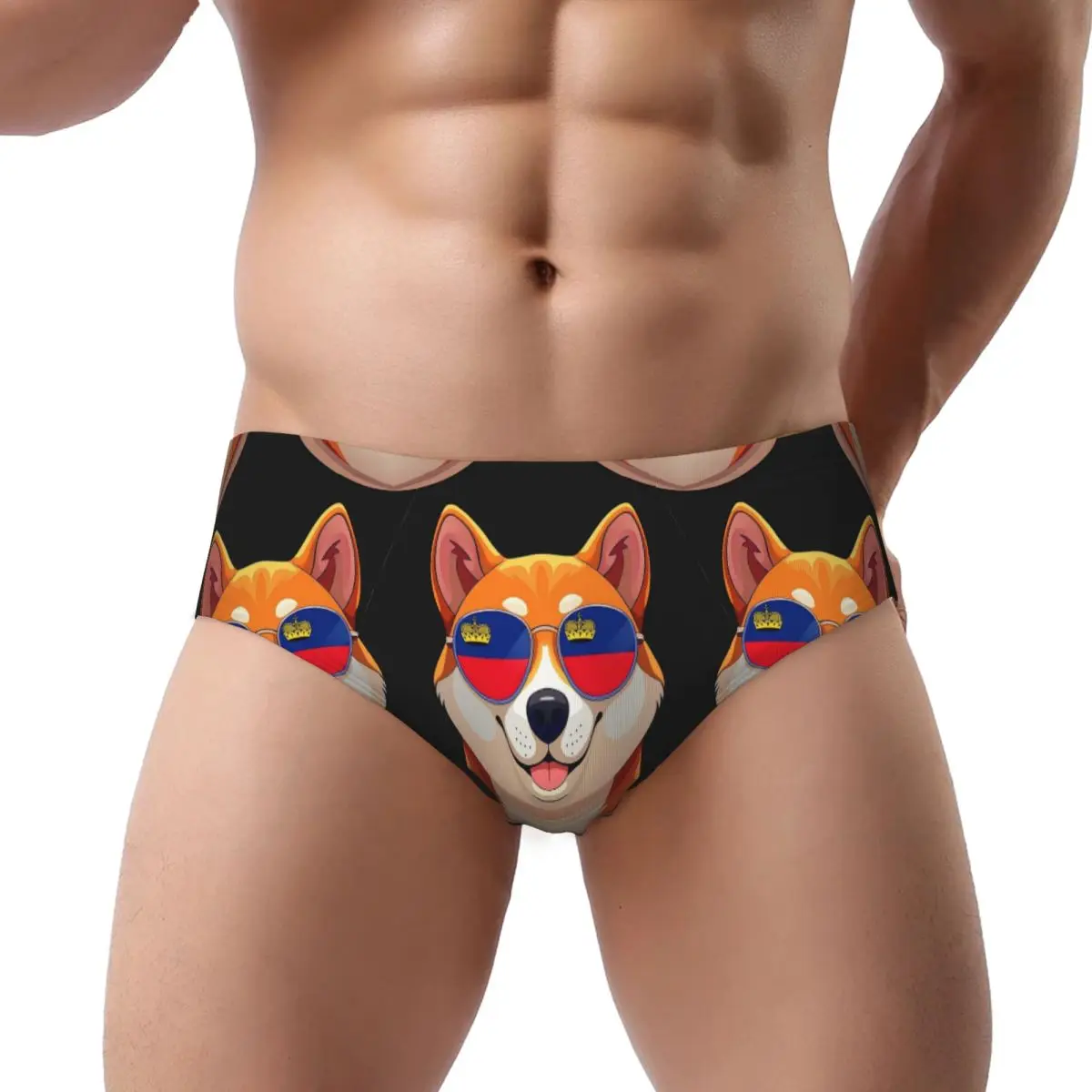 

Vintage Patriotic Shiba Inu Liechtensteiner Flag Male Triangle Panties Breathable Short Underwear for Homme Man Boyfriend Gift