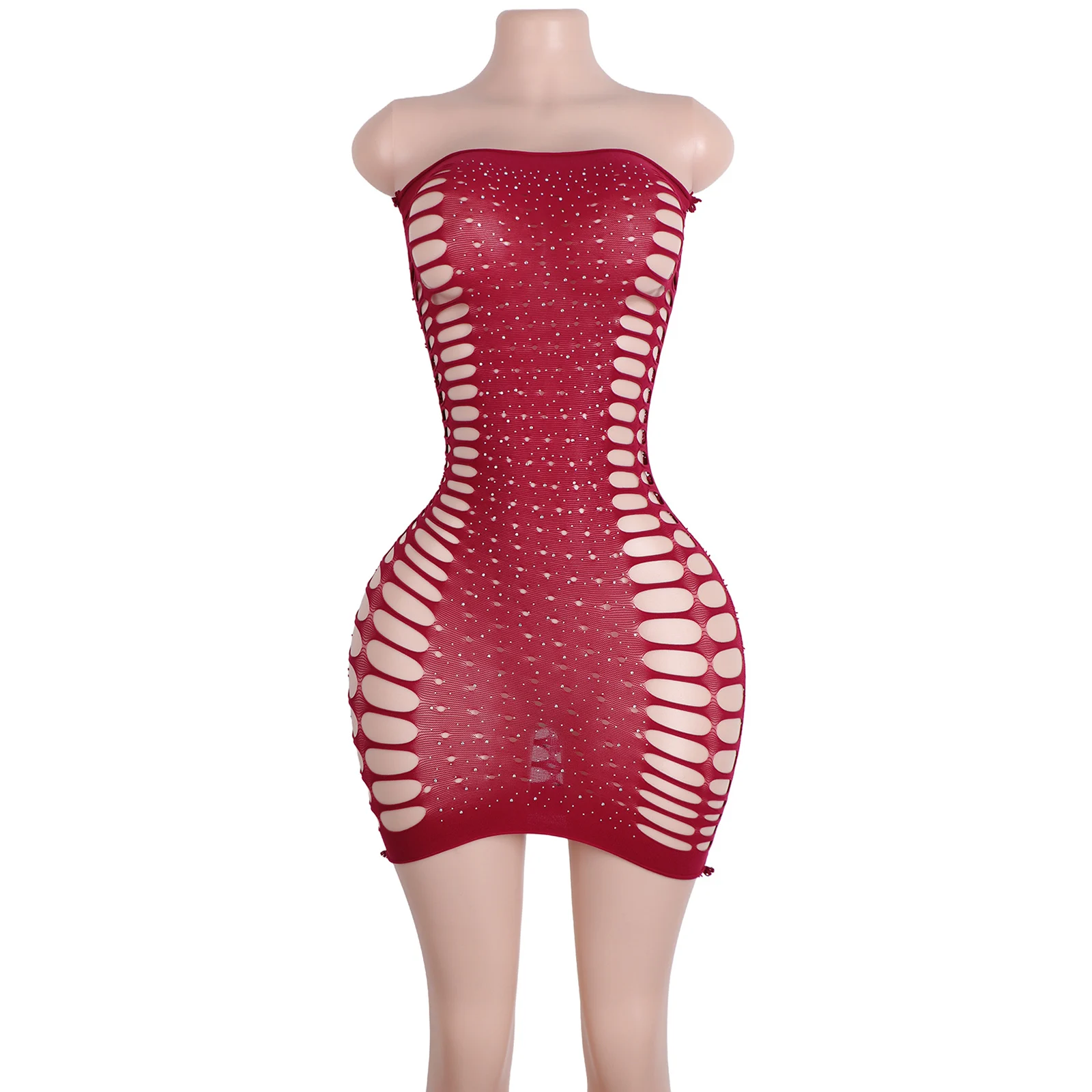 Stage Fishnet Rhinestone Bodysuit Performance Wear Sexy Dance Costume Club Outfit Entertainer Clothing Events Glamorous Apparel