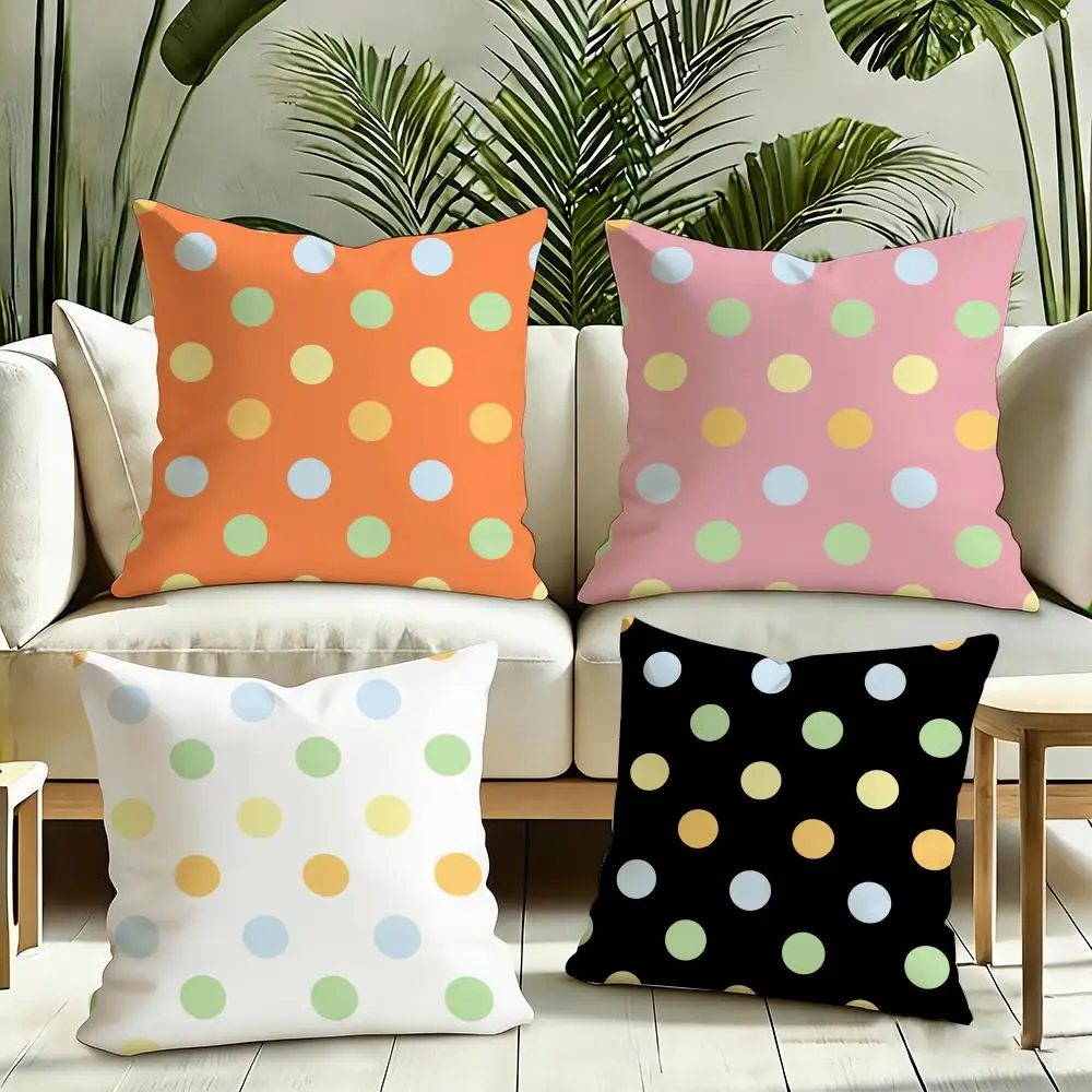 funny colorful polka dots ins Cushion Cover Reversible Plush Pillow Cover Soft Fluffy  Home Decor for Sofa Bedroom