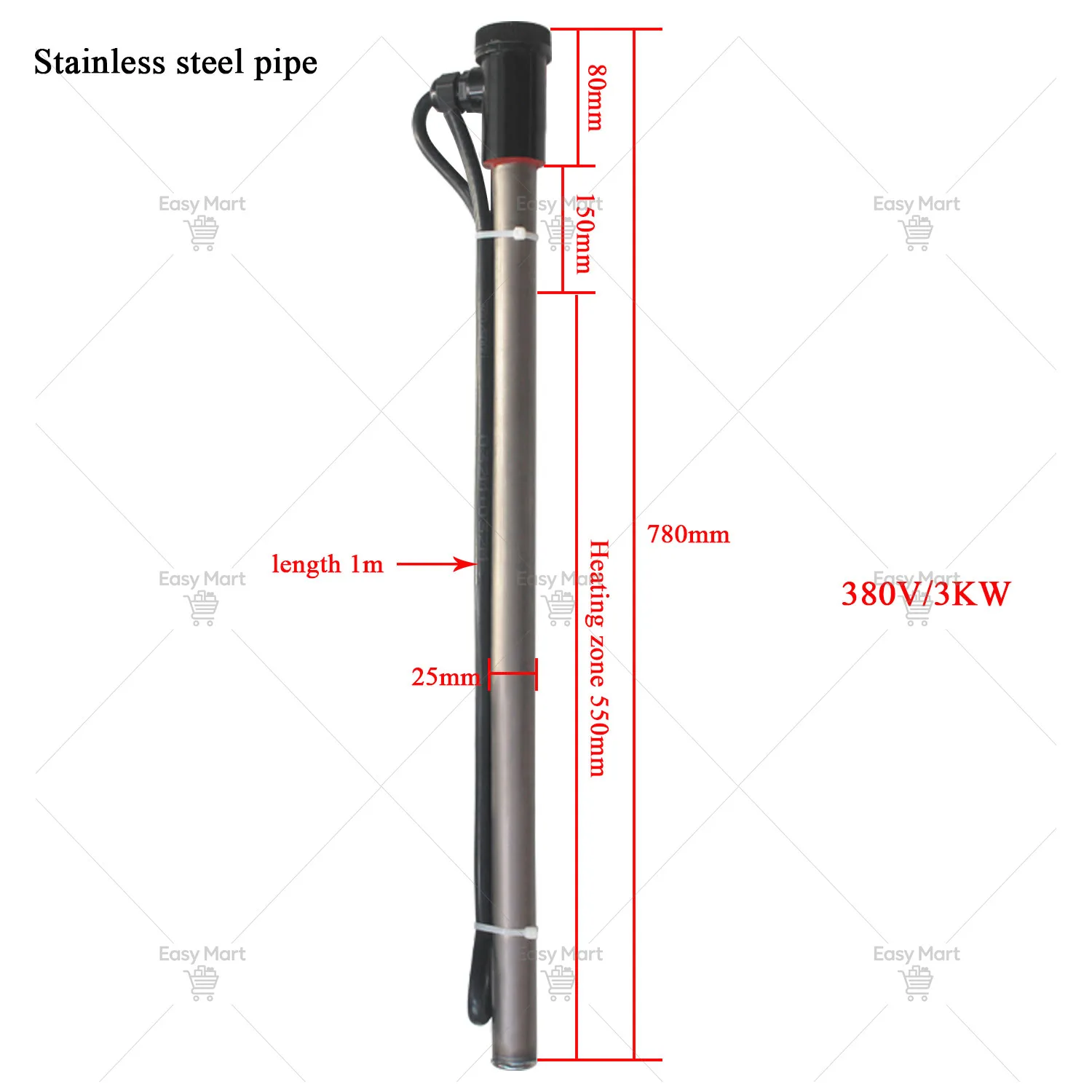 Element Heating Rod Titanium Heating Tube Water Heater Liquid Heating Element  220v / 380v 1kw 2kw Electric
