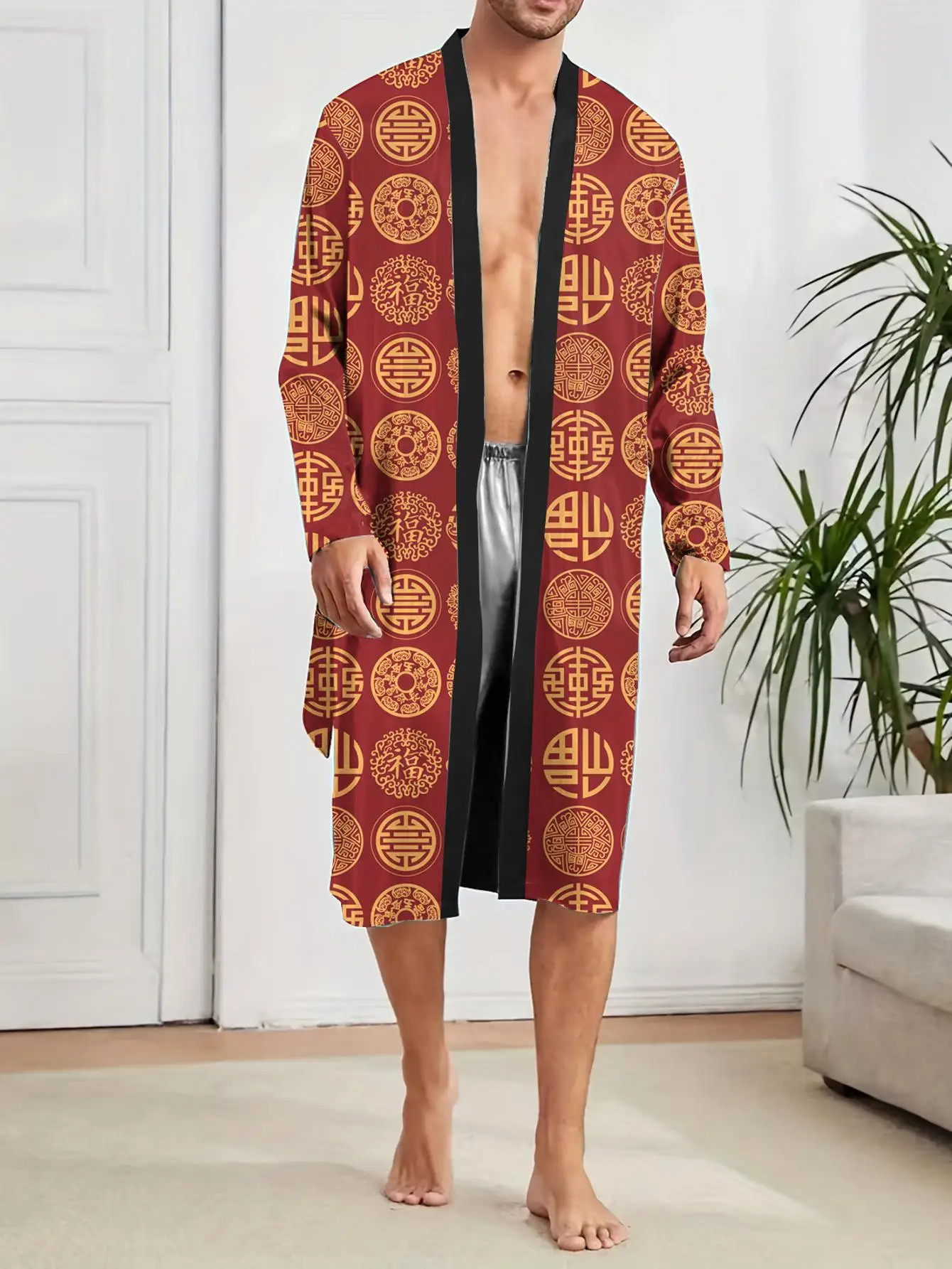 1pcs Men's Robes 2026 Spring/Summer 3D Printed dressing gown Robe man Men's bathrobe Graphic Breathable Bathrobe man robe