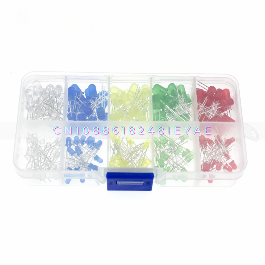 5Mm 3mm LED Light Emitting Diode Red Yellow Green White Blue 5 Colors Each 10/100 LED Light Sorting Box Set