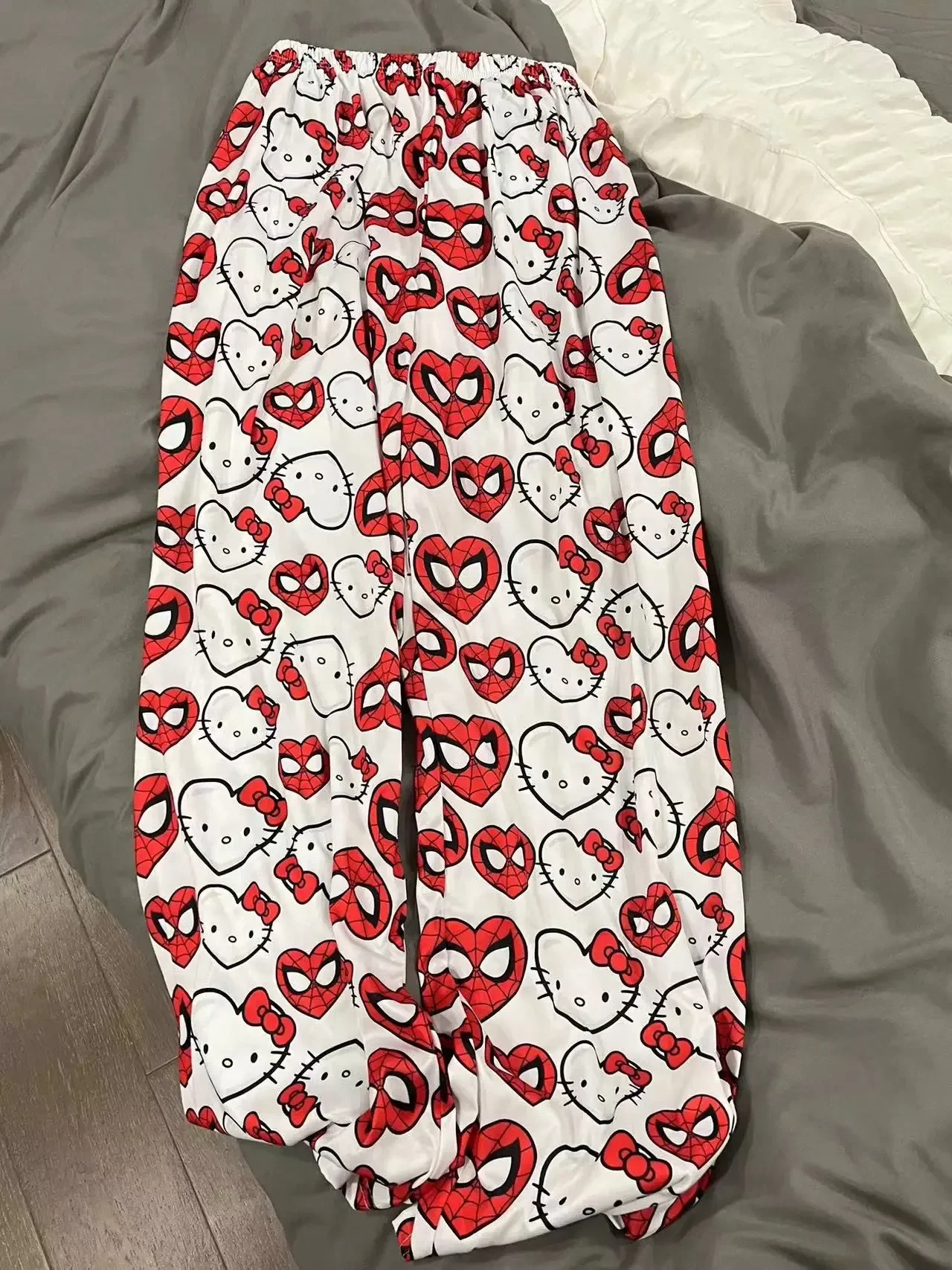 2025 New Hello Kitty Spider-man Cotton Loose Ladies Pajama Pants Trousers Women Men Cartoon Sleep Bottoms Lounge Wear Girl Gift