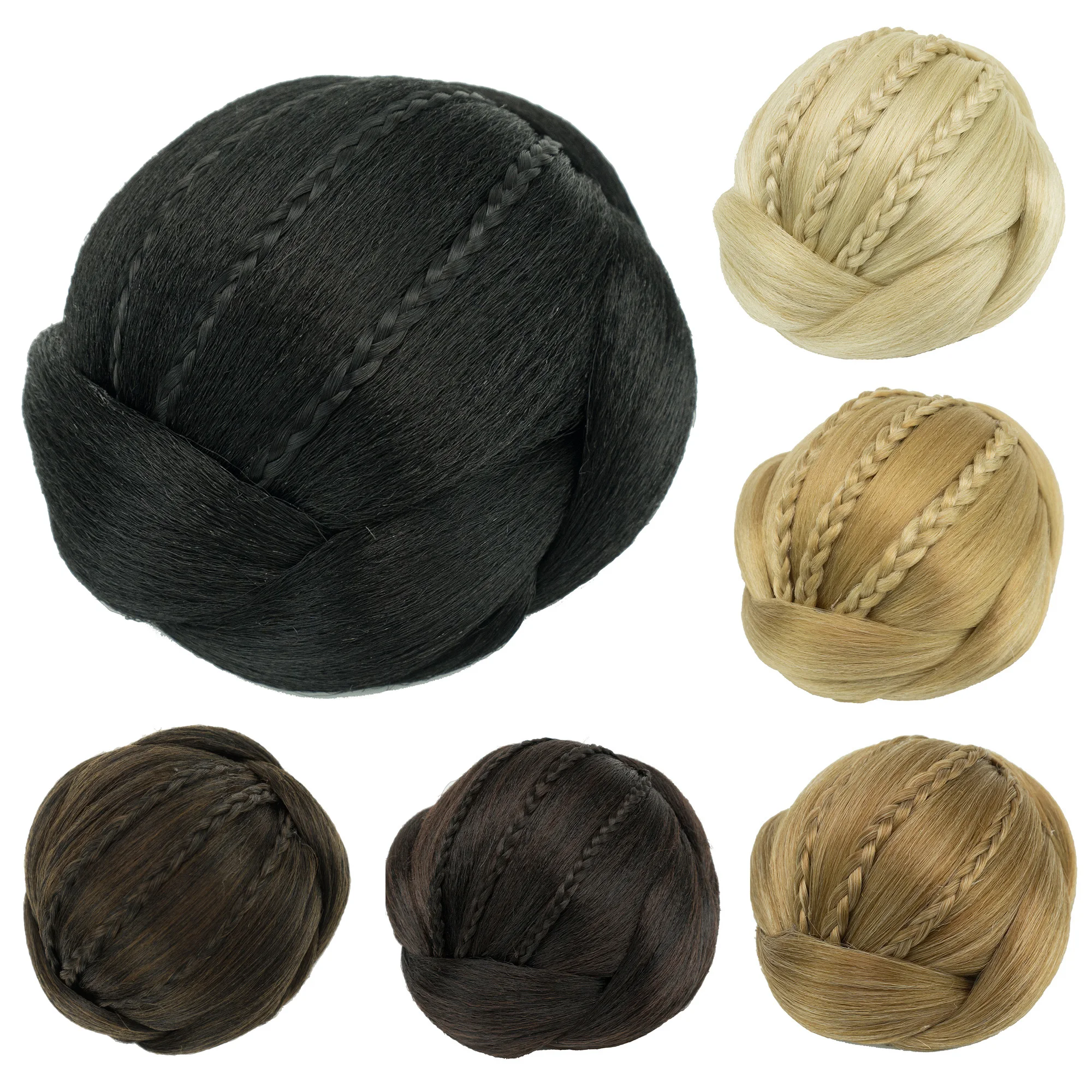 Synthetic Braided Chignon Dancer Hair Cover Donut Hairpieces Scrunchie Hair Buns Wig Updo Wedding Party