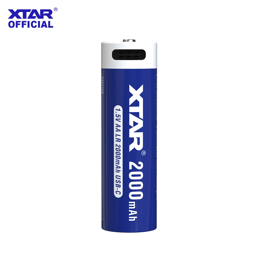 XTAR 1.5V AA LR USB-C 2000mAh Rechargeable Li-ion Battery Fast Charging Type-C Direct Charge Built-in Triple Protection