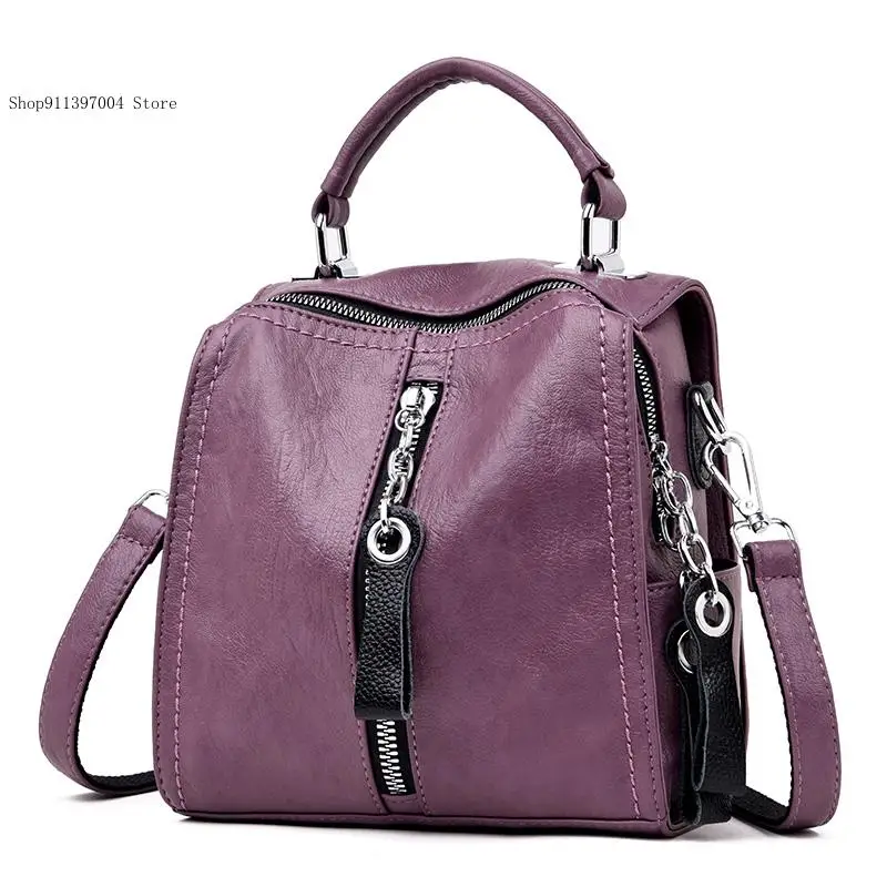 Retro Travel Soft Oil Leather Book Bag Backpack for Women