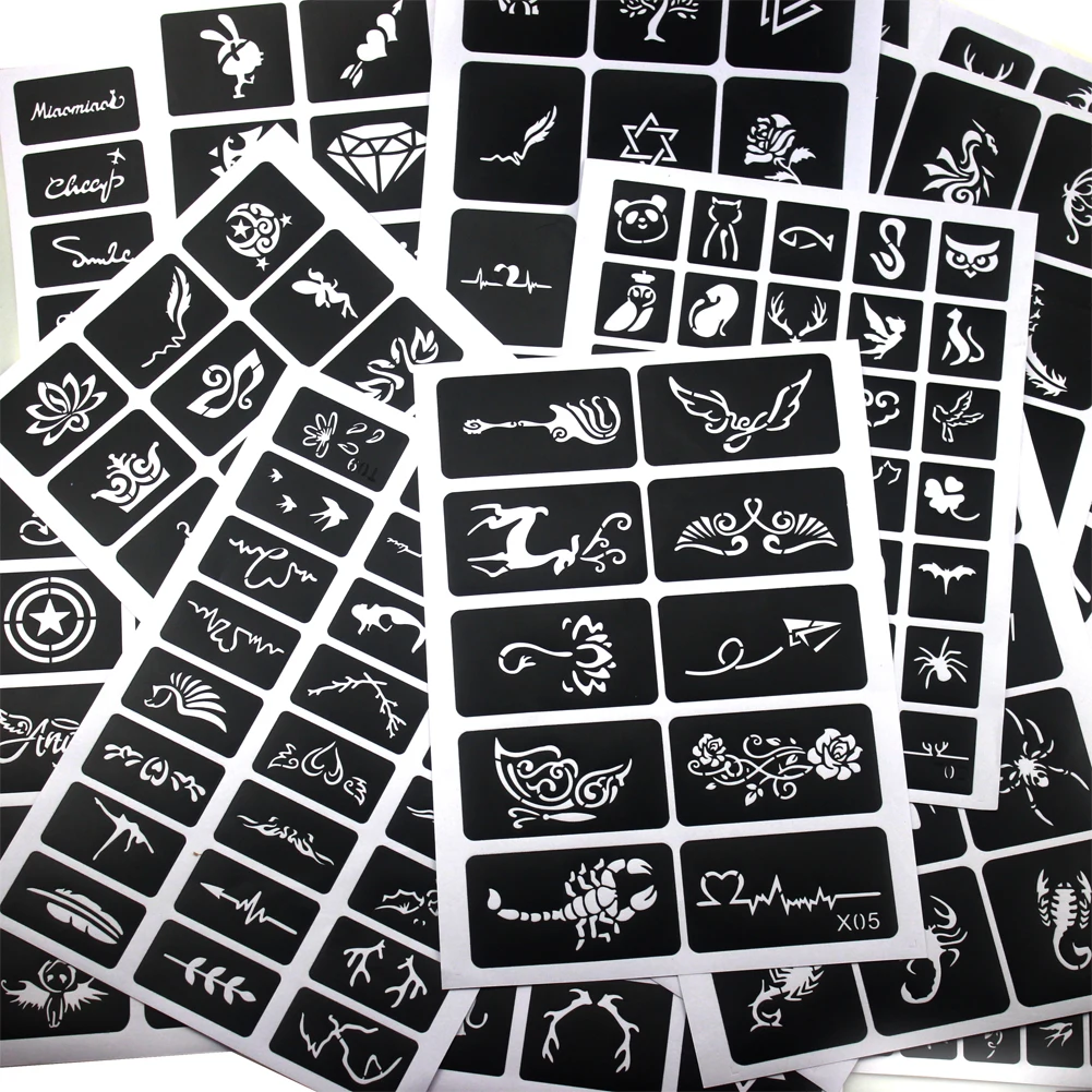 

20 Sheets Airbrush Tattoo Stencils For Drawing,Skull Tattoo Stencil Star Tattoos Temporary Templates Stickers 446 Mixed Designs