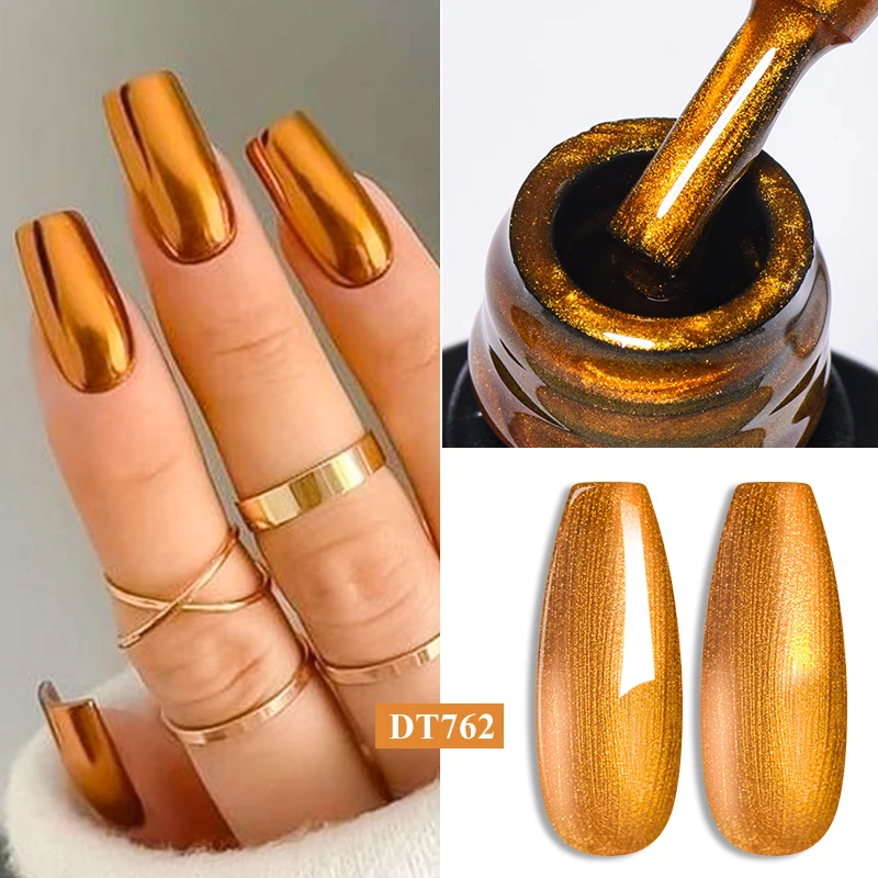 Gold Metallic Gel Nail Polish Red Blue Mirror Metallic Nail Gel Superbright Semi Permant Varnish Soak Off UV Led Gel Nails DIY