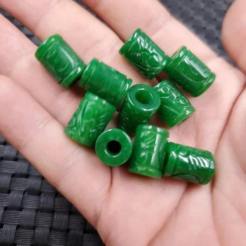 5pc naturalne A zielonego jadeitu pieniądze koraliki DIY bransoletka bransoletka urok jadeit biżuteria akcesoria mody Amulet prezenty dla kobiet mężczyzn — zdjęcie 2