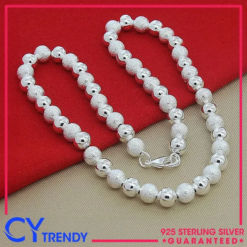 

Sophistication Matte Smooth 925 Sterling Silver 8mm Beaded Ball Chain Necklaces