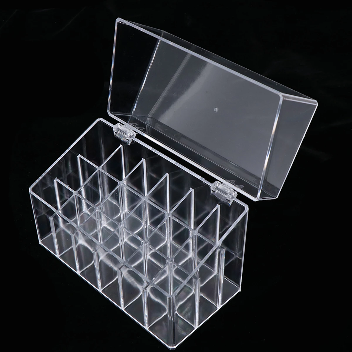 

1pc Lipstick Storage Box Transparent Holder Display Case With Flip Lid 18 Slots For Women Makeup Organizer
